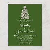エレガントクリスマスツリー緑の予算の結婚式の招待 (正面)