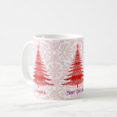 エレガントクリスマスツリー赤い雪パーソナライズされた片 コーヒーマグカップ (正面左)