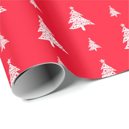 エレガントクリスマスツリー赤と白 ラッピングペーパー (ロールコーナー)