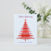 エレガントクリスマスツリー赤パーソナライズされた青 シーズンポストカード (スタンド正面)