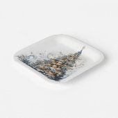 エレガントクリスマスツリー金ゴールドオーナメント雪 ペーパープレート (傾斜あり)