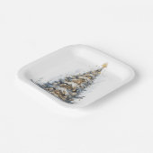 エレガントクリスマスツリー金ゴールドオーナメント雪 ペーパープレート (傾斜あり)