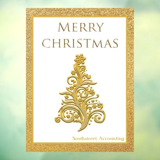 エレガントクリスマスツリー金ゴールドグリッター ウィンドウサイン (シート3)