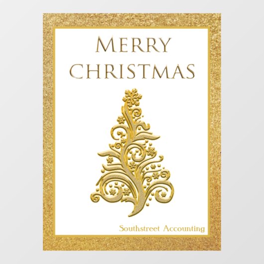 エレガントクリスマスツリー金ゴールドグリッター ウィンドウサイン (シート)