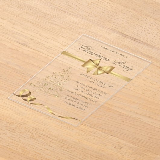 エレガントクリスマスツリー アクリル招待状 (レイダウン)