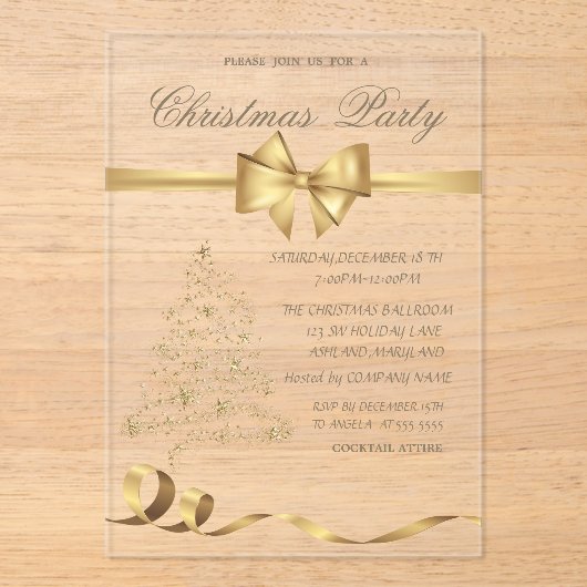 エレガントクリスマスツリー アクリル招待状 (正面)