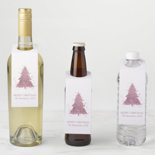 エレガントクリスマスツリー |ダスティメイブピンクカスタム色 ボトルネックタグ