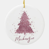 エレガントクリスマスツリー |ダスティメイブピンク（ばちゃばちゃ）跳ねる セラミックオーナメント (裏面)