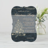 エレガントクリスマスツリー，ダマスク，クリスマスパーティー 招待状 (スタンド正面)