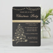 エレガントクリスマスツリー、ブラック、クリスマスパーティー 招待状 (スタンド正面)