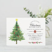 エレガントクリスマスツリー | ホリデーディナーパーティー 招待状 (スタンド正面)