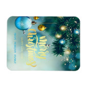 エレガントクリスマスツリー，ボール，星の休日 マグネット (横)