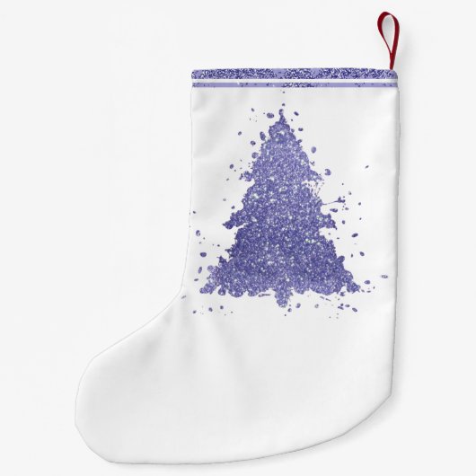 エレガントクリスマスツリー |ラベ魅力的ンダーパープル スモールクリスマスストッキング (裏面)