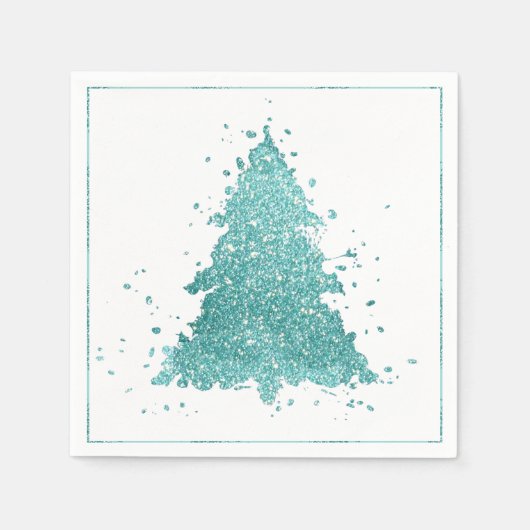 エレガントクリスマスツリー |ルクセアクアミント（ばちゃばちゃ）跳ねる スタンダードカクテルナプキン (正面)