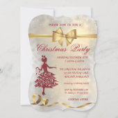 エレガントクリスマスツリー,弓,赤,クリスマスパーティー 招待状 (正面)