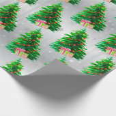エレガントクリスマスツリー、赤いオーナメント、パッケージ ラッピングペーパー (角)