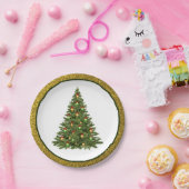 エレガントクリスマスツリー/金ゴールドグリッター紙プレート ペーパープレート (パーティー)