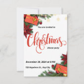 エレガントクリスマスディナーパーティの招待状 招待状 (正面)