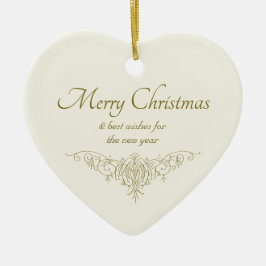 エレガントクリスマスハートヴィンテージ書道CC1142 セラミックオーナメント