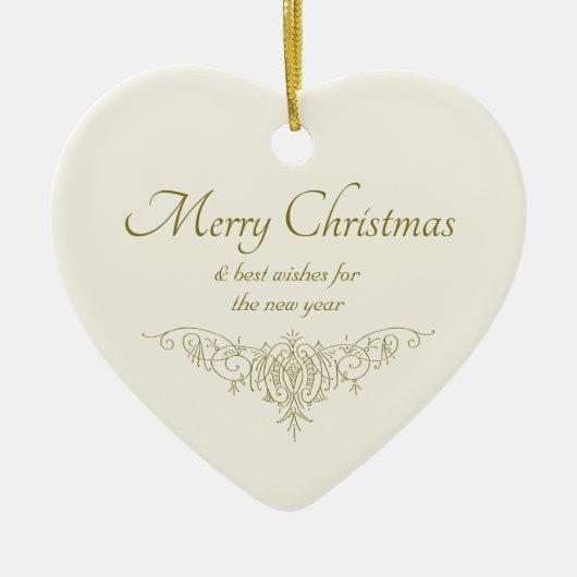 エレガントクリスマスハートヴィンテージ書道CC1142 セラミックオーナメント (正面)