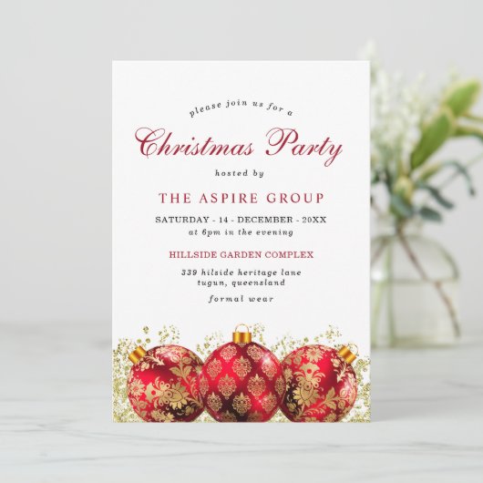 エレガントクリスマスバウブル企業のパーティー 招待状 (スタンド正面)