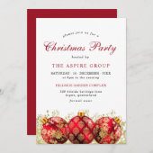 エレガントクリスマスバウブル企業のパーティー 招待状 (正面/裏面)