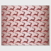 エレガントクリスマスバッファロープレイドトナカイバラ金ゴールド ラッピングペーパー (フラット)