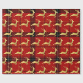 エレガントクリスマスバッファロープレイドパターン&金ゴールド ラッピングペーパー (フラット)