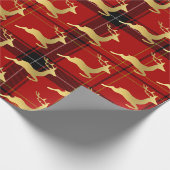 エレガントクリスマスバッファロープレイドパターン&金ゴールド ラッピングペーパー (角)