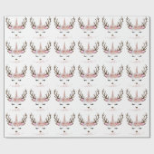 エレガントクリスマスバラ金ゴールドグリッターシカ ラッピングペーパー (フラット)