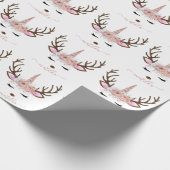 エレガントクリスマスバラ金ゴールドグリッターシカ ラッピングペーパー (角)