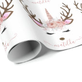 エレガントクリスマスバラ金ゴールドグリッターシカ ラッピングペーパー (ロールコーナー)