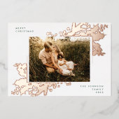 エレガントクリスマスバラ金ゴールド植物写真フレーム 箔シーズンカード (正面)