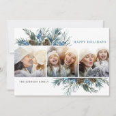 エレガントクリスマスパインコーン3フォトグリーティング シーズンカード (正面)