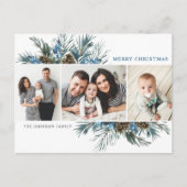 エレガントクリスマスパインコーン3フォトグリーティング ポストカード (正面)
