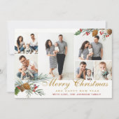 エレガントクリスマスパインコーン6フォトグリーティング シーズンカード (正面)