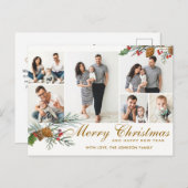 エレガントクリスマスパインコーン6フォトグリーティング シーズンポストカード (正面/裏面)