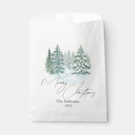エレガントクリスマスパインズホリデーパーティー フェイバーバッグ (正面)