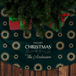 エレガントクリスマスパターン抽象芸術金ゴールドフローラ ブラッシュドポリエステルツリースカート