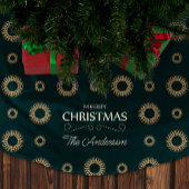 エレガントクリスマスパターン抽象芸術金ゴールドフローラ ブラッシュドポリエステルツリースカート