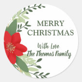 エレガントクリスマスパーソナライズされた植物名 ラウンドシール (正面)