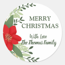 エレガントクリスマスパーソナライズされた植物名 ラウンドシール
