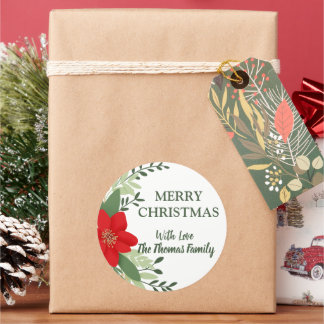 エレガントクリスマスパーソナライズされた植物名 ラウンドシール