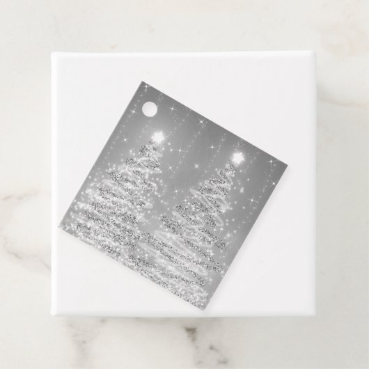 エレガントクリスマスパーティーきらめくツリーズシルバー フェイバータグ (インサイチュ)