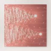 エレガントクリスマスパーティーきらめくツリーバラ金ゴールド ジグソーパズル (横)