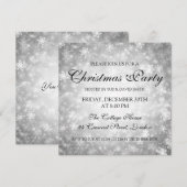 エレガントクリスマスパーティーシルバーウィンターワンダーランド 招待状 (正面/裏面)