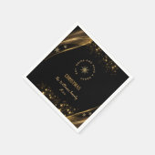 エレガントクリスマスパーティースノーフレーク黒金ゴールド スタンダードカクテルナプキン (角)