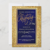 エレガントクリスマスパーティースパークルゴールデングリッター 招待状 (正面)