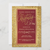 エレガントクリスマスパーティースパークル金ゴールド招待状 招待状 (正面)