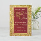 エレガントクリスマスパーティースパークル金ゴールド招待状 招待状 (スタンド正面)